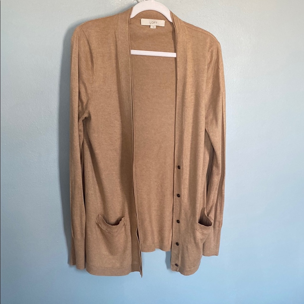 LOFT Camel Cardigan Sweater